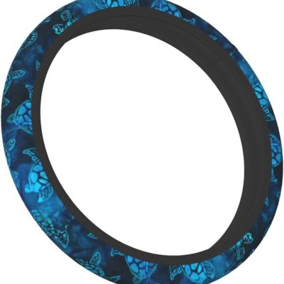Watercolor Blue Sea Turtle Car Steering Wheel Cover Universal Fit 15 inch, Sweat Absorption Anti-Slip Breathable Neoprene Steering Wheel Protector for Women