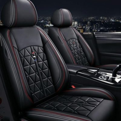 Car Seat Covers Front Seats Universal, Faux Leather Seat Covers Car, Pack of 2 Protective Cover Car Seat Front Waterproof, Airbag Compatible, Compatible with Most Saloons SUV