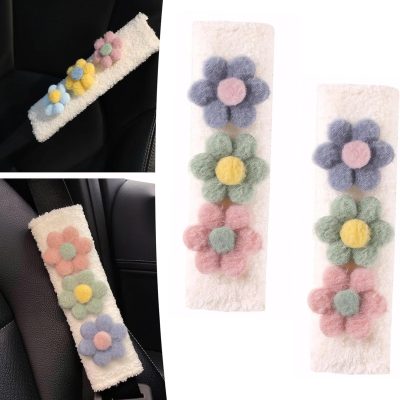 Pack of 2 Cute Safety Belt Cover, Car Seat Belt Decoration, Seat Belt Shoulder Strap Protector, Universal for Automotive Interior (Purple)