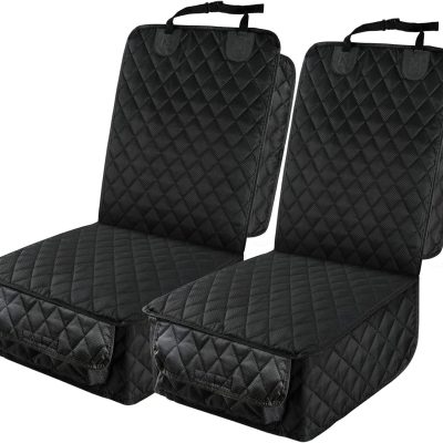 Waterproof Front Seat Car Cover 2 Pack, Full Protection Dog Car Seat Cover with Side Flaps, Nonslip Scratchproof Front Seat Cover Fits for Cars, Trucks, SUVs, Jeep …