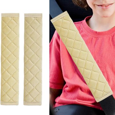2PCS Universal Car Seatbelt Pad Cover, Long Crystal Velvet Shoulder Cover Kit for Adults and Children, Helps Avoid Friction on Shoulder and Neck, Fits All Cars and Packs