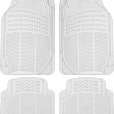 4-Piece Rubber Transparent Clear Floor Mats Heavy Duty for Front & Rear Car Truck Van SUV, All Weather Protection, Universal Fit