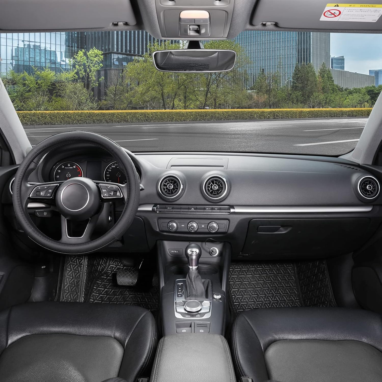 Car Steering Wheel Cover Universal Standard Size 14.5-15 inch, Black Microfiber Leather - Image 2