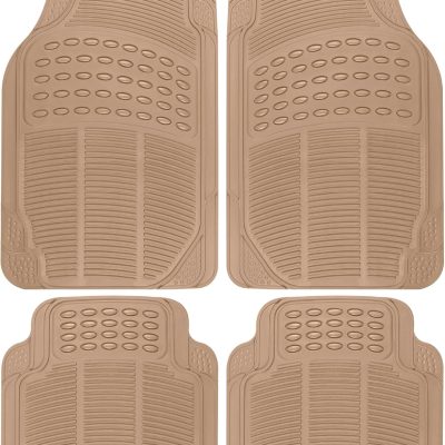Heavy Duty 4pc Front & Rear Rubber Floor Mats for Car SUV Van & Truck-All Weather Protection Universal Fit