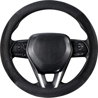 Black Plush Winter Auto Car Steering Wheel Cover Universal 15 inch